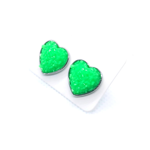 3/$30 Valentine Heart Shaped Druzy Earring Iridescent Studs Heart Shaped NEW - Picture 2 of 4